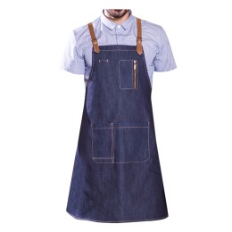 Customized denim apron Customized PU strap hanging neck barista denim apron denim apron center SKAP105 Customized denim apron Customized PU strap hanging neck barista denim apron denim apron center SKAP105